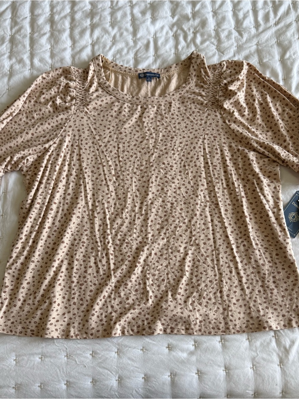 Democracy Cream Dot-Print Puff Sleeve Top